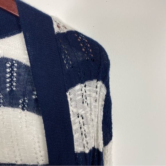 Sweet & Sinful Blue and White Striped Open Front Cardigan Size S - Picture 6 of 8